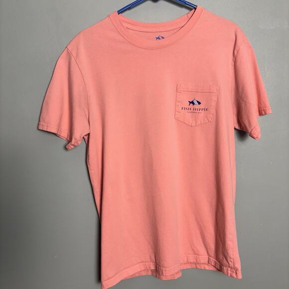 Fish Hippie Men’s Medium Pink Coral Shirt Boat Carolina Flarehull Lake - Picture 2 of 6